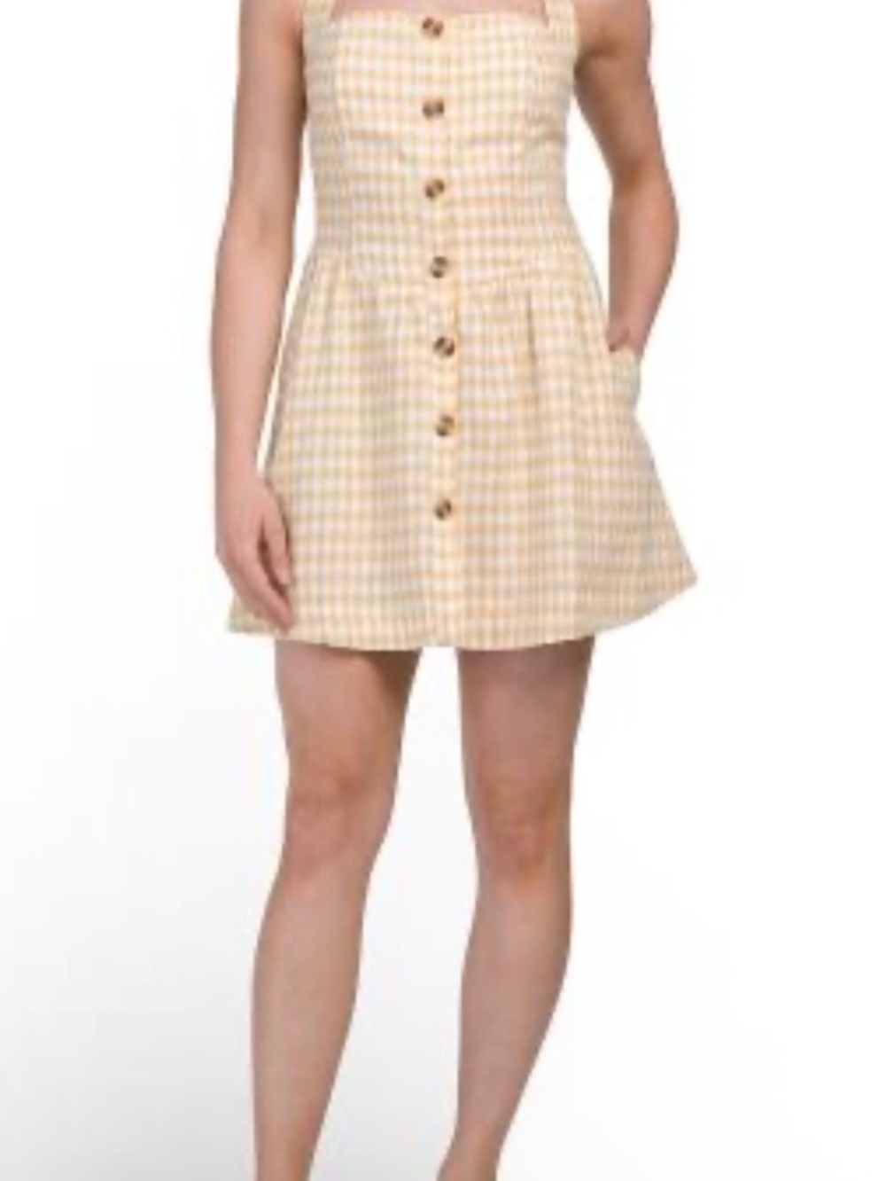 Yellow/white Gingham Halter Mini Dress